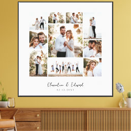 Elegant modern minimal photo collage wedding canvas print