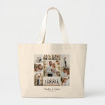 Elegant modern minimal photo collage wedding large tote bag<br><div class="desc">Elegant modern minimal personalised wedding photo collage simple clean lines family gift tote bag.</div>