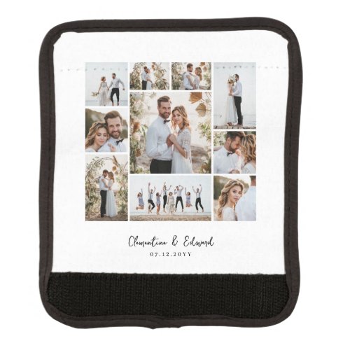 Elegant modern minimal photo collage wedding luggage handle wrap