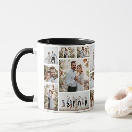 Elegant modern minimal photo collage wedding mug