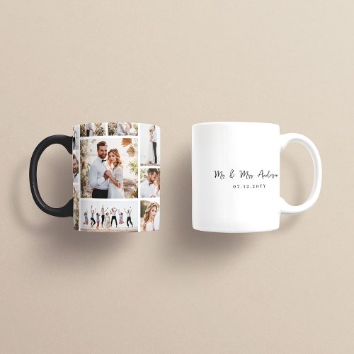 Elegant modern minimal photo collage wedding mug