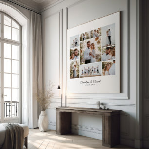 Elegant modern minimal photo collage wedding poster