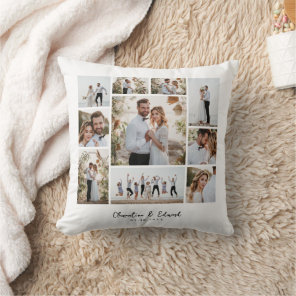 Elegant modern minimal photo collage wedding throw pillow
