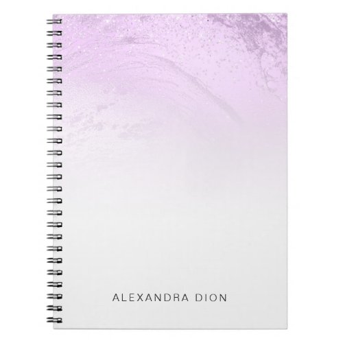 Elegant modern minimal purple glitter marble notebook