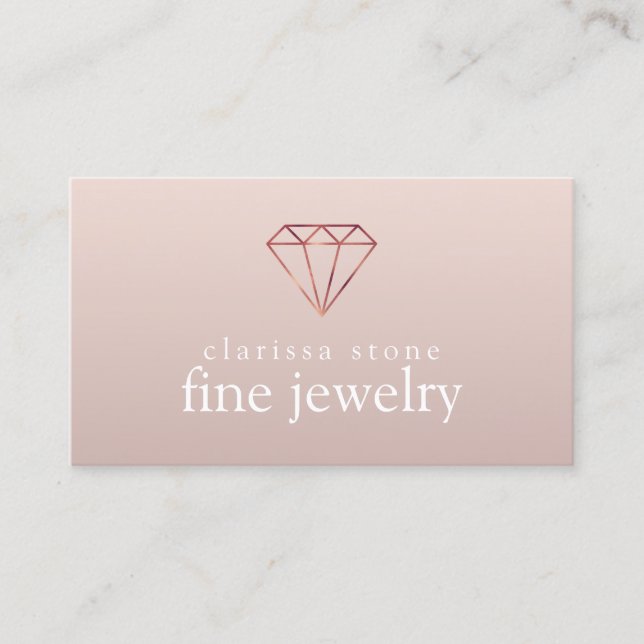 Elegant modern minimal rose gold fine jewelry business card (Front)