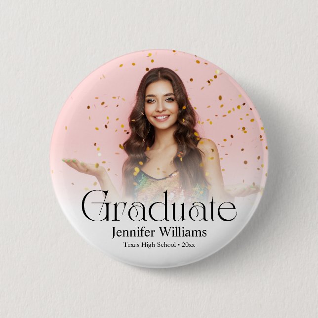 elegant modern minimal script  photo Graduation  Button (Front)