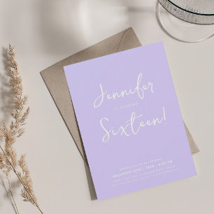 Elegant Modern Minimal Script Sweet 16 Lavender  Invitation