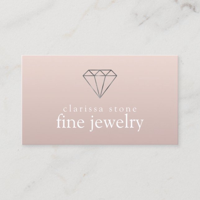 Elegant modern minimal silver fine jewelry business card (Front)