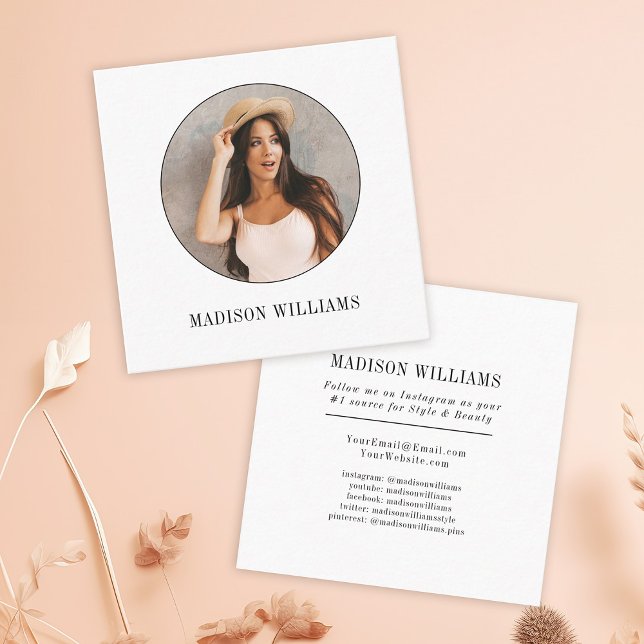 Elegant Modern Minimal Simple Photo Social Media Calling Card (Creator Uploaded)