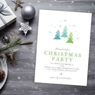 Elegant Modern Minimal Trees Christmas Party Invitation