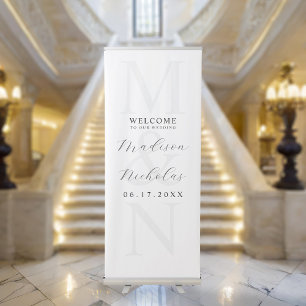 Elegant Modern Minimal Wedding Welcome Retractable Banner
