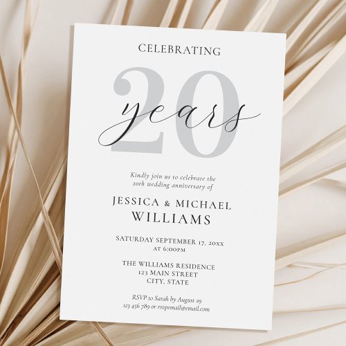 Elegant Modern Minimalist 20th Wedding Anniversary