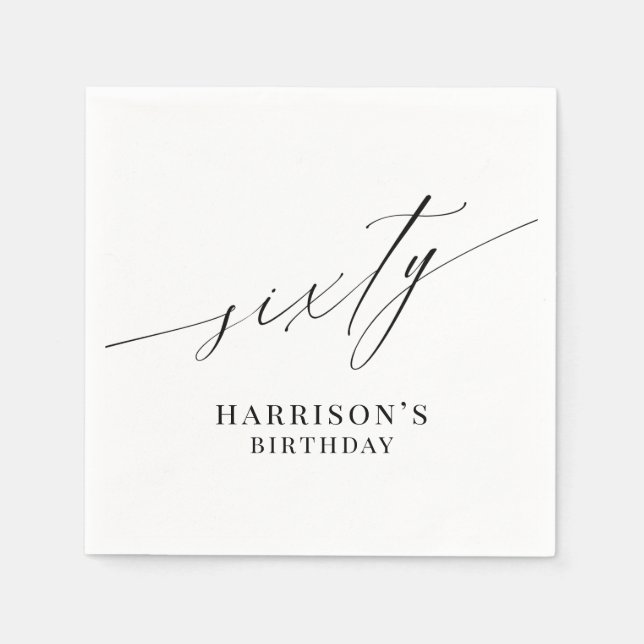 Elegant Modern Minimalist 60th Birthday Napkins (Front)