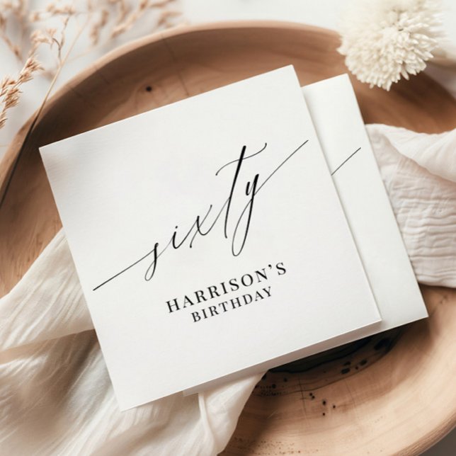 Elegant Modern Minimalist 60th Birthday Napkins (Creator Uploaded)