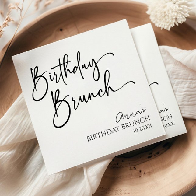 Elegant Modern Minimalist Birthday Brunch Party Napkins (Creator Uploaded)