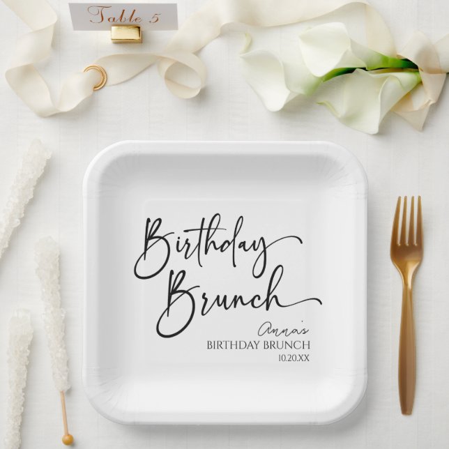 Elegant Modern Minimalist Birthday Brunch Party Paper Plates (Wedding)