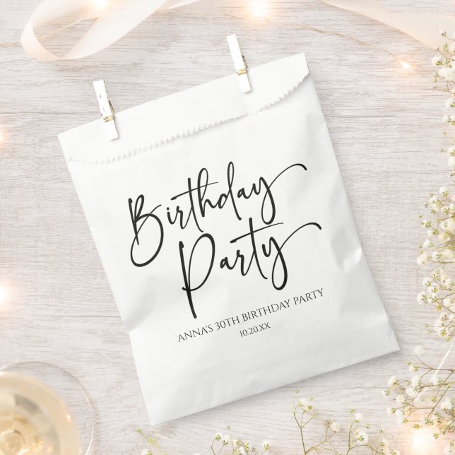 Elegant Modern Minimalist Birthday Party Favor Bag (Clipped)