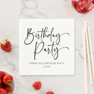 Elegant Modern Minimalist Birthday Party Napkins