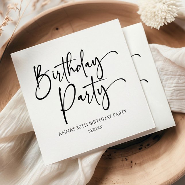 Elegant Modern Minimalist Birthday Party Napkins (Creator Uploaded)
