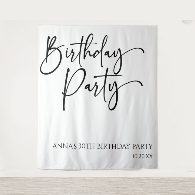 Elegant Modern Minimalist Birthday Party Tapestry (Front)