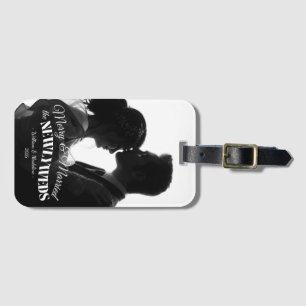 Elegant Modern Minimalist Black And White Newlywed Luggage Tag