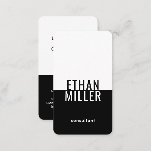 Elegant Modern Minimalist Black and White Vertical Business Card