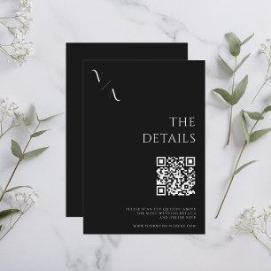 Elegant Modern Minimalist Black and White Wedding Enclosure Card