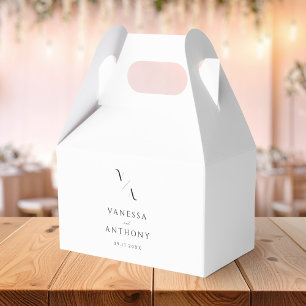 Elegant Modern Minimalist Black and White Wedding Favor Boxes