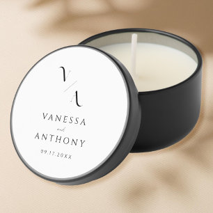 Elegant Modern Minimalist Black and White Wedding Mini Candle Favors