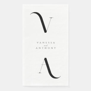 Elegant Modern Minimalist Black and White Wedding Paper Guest Towels