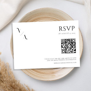 Elegant Modern Minimalist Black and White Wedding RSVP Card