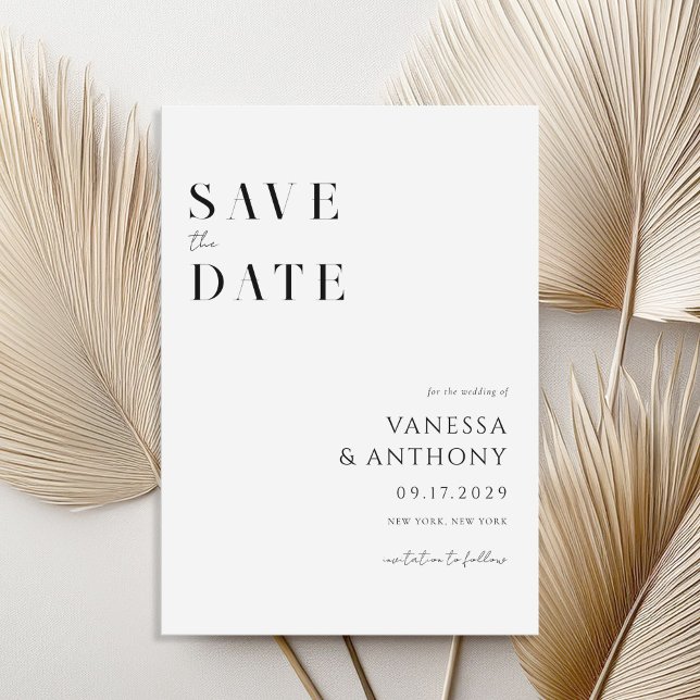 Elegant Modern Minimalist Black and White Wedding  Save The Date (Creator Uploaded)