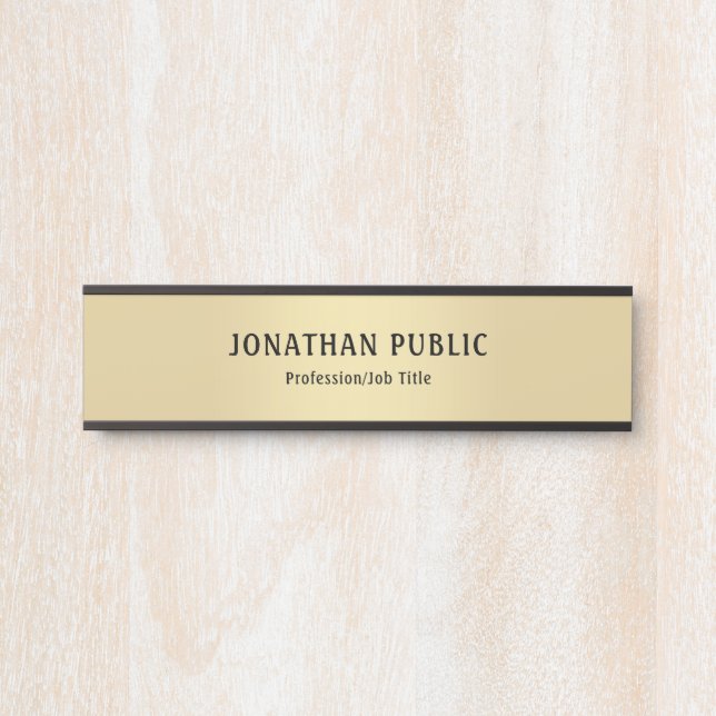 Elegant Modern Minimalist Black Gold Glamorous Door Sign (Front)