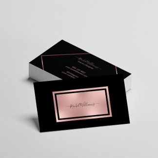 Elegant Modern Minimalist Black Gold Rose Business Card