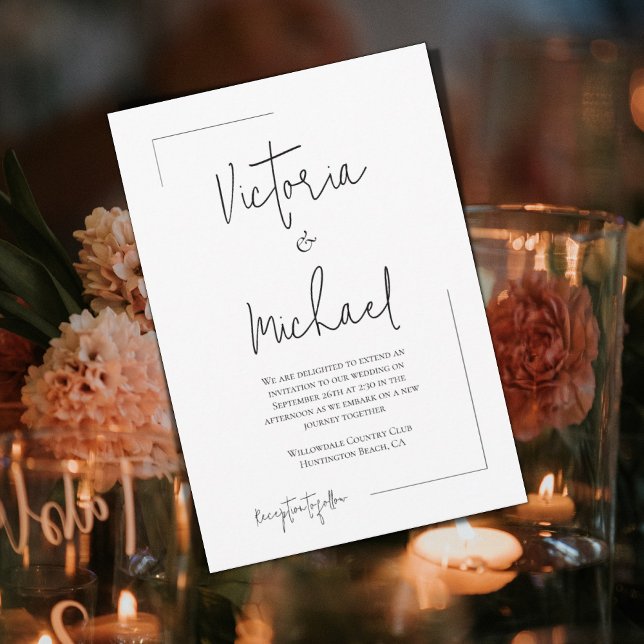 Elegant Modern Minimalist Black & White Wedding Invitation (Creator Uploaded)