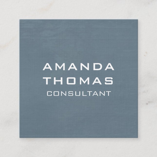 Elegant Modern Minimalist Blue Grey Professional Square Business Card (Front)