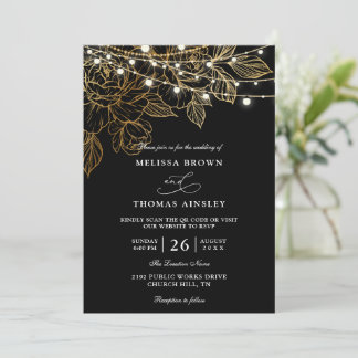 Elegant Modern Minimalist Budget QR Code Wedding Invitation