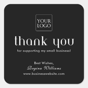 Elegant Modern Minimalist Business Logo Thank You Square Sticker