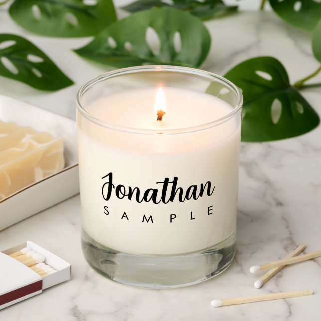 Elegant Modern Minimalist Calligraphy Name Best Scented Candle (Lit)
