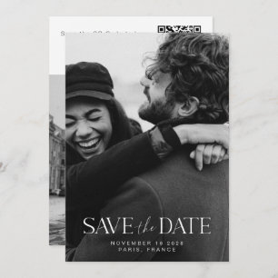 Elegant Modern Minimalist Calligraphy Photo QR  Save The Date