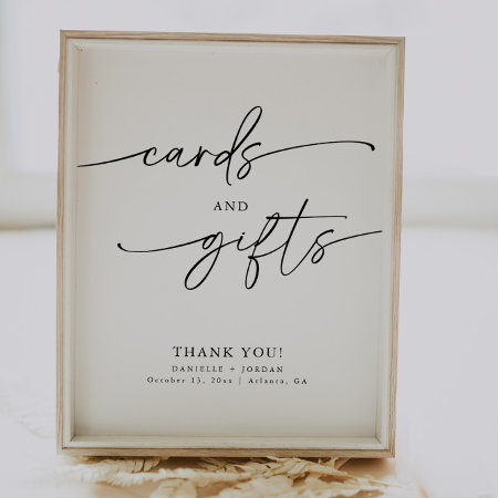 Elegant Modern Minimalist Cards And Gifts Sign