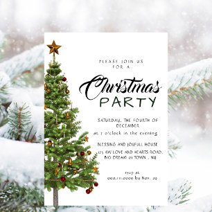 Elegant Modern Minimalist Christmas Party Invitation