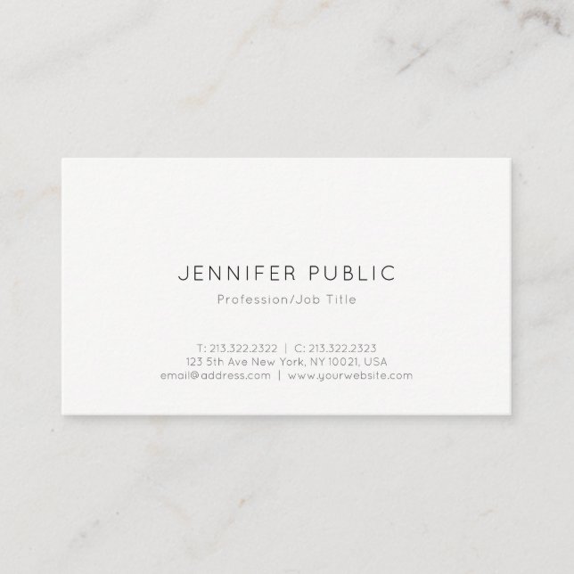 Elegant Modern Minimalist Design Chic Simple Plain Business Card (Front)