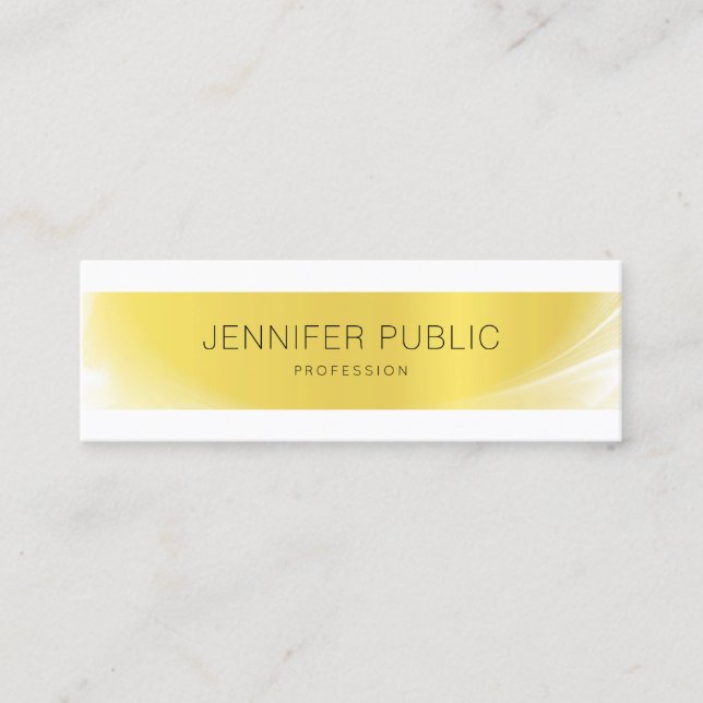 Elegant Modern Minimalist Design Gold Luxury Plain Mini Business Card (Front)