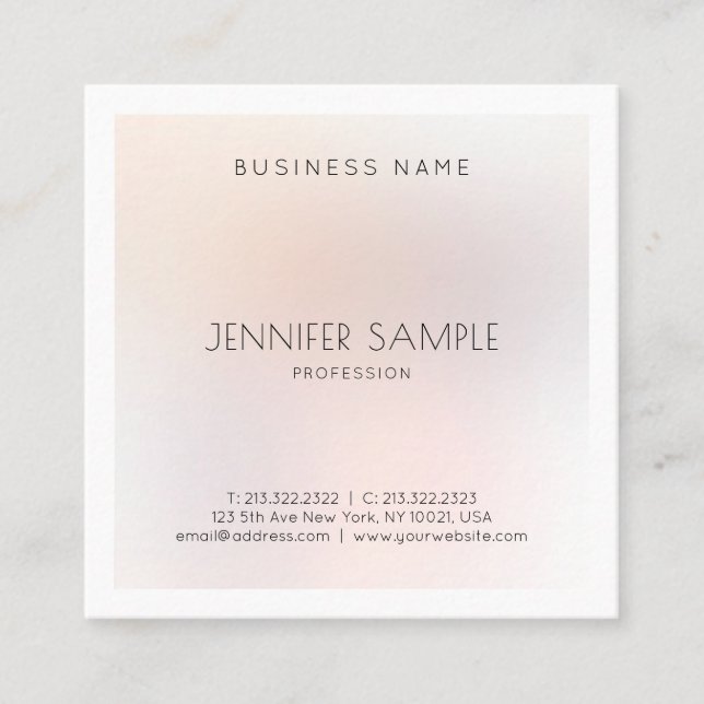 Elegant Modern Minimalist Design Trendy Plain Luxe Square Business Card (Front)