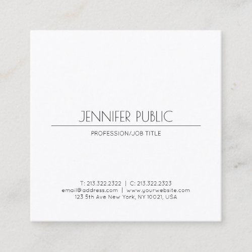 Elegant Modern Minimalist Design Trendy Plain Square Business Card