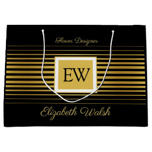 Elegant Modern Minimalist Faded Gold Lines Design Large Gift Bag