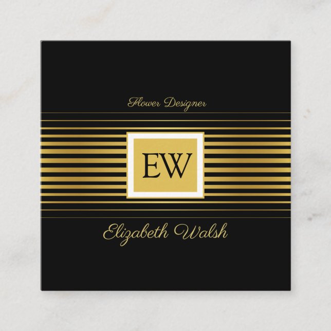 Elegant Modern Minimalist Faded Gold Lines Design Square Business Card (Front)