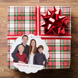 Elegant Modern Minimalist Family Photo Ornament Card
