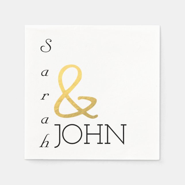 elegant modern  minimalist faux gold wedding paper napkins (Front)